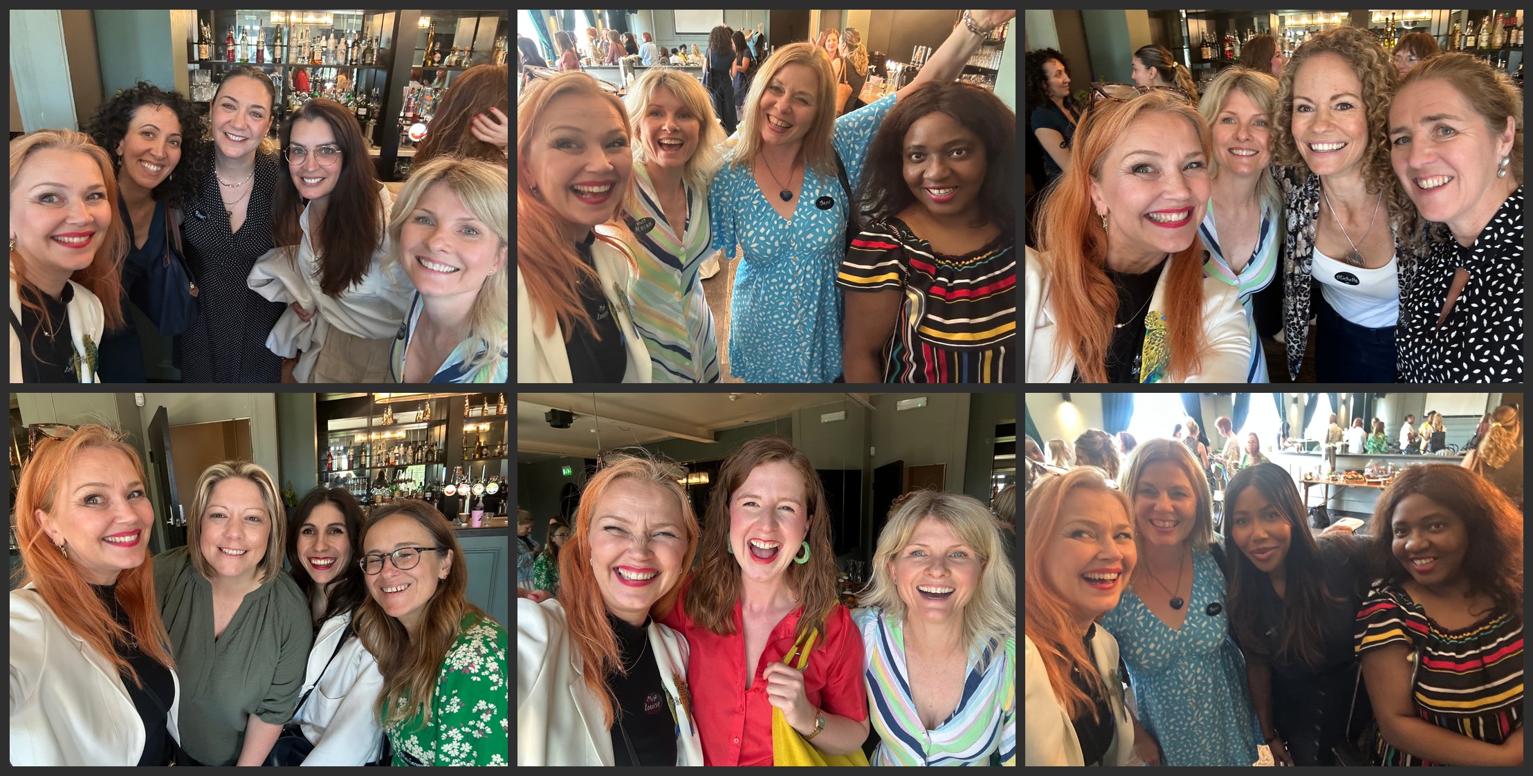 Collage of women laughing and connecting at Human First networking events